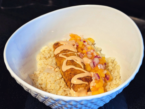 Crispy Fish Cauliflower bowl